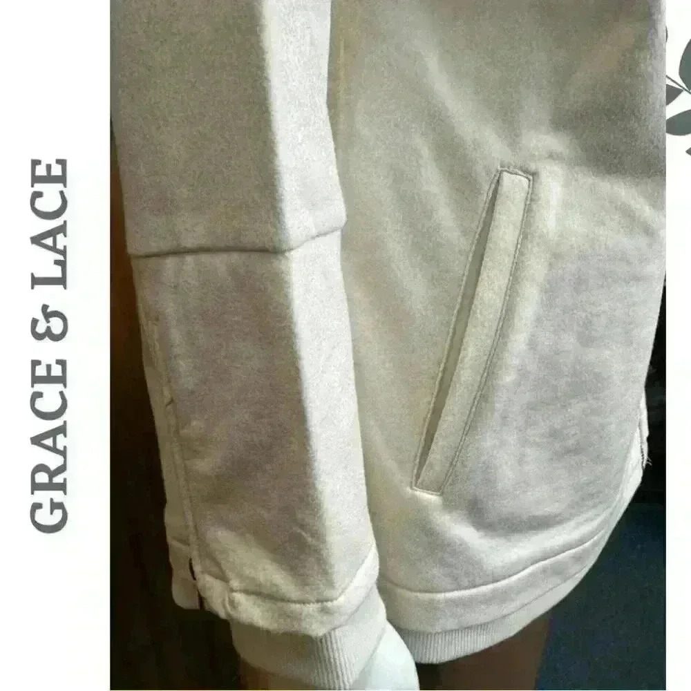 Grace @ Lace Move Free Leather Like Cream Knit Motorcycle Jacket Size XXL - Picture 10 of 12